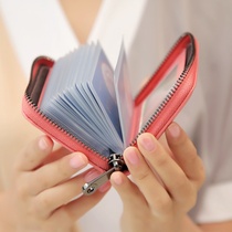 2021 new genuine leather female style card pack small mini sleeve card clip large capacity multi-card document card bag tide