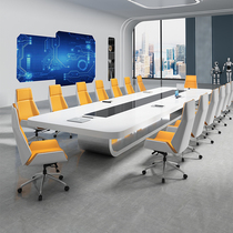 Paint conference table long table simple modern white large-scale open meeting table and chair combination training conference room long table