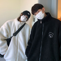 Bear lamb wool cotton-padded clothes men autumn and winter loose bf lazy wind stand neck coat