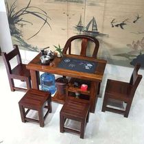 Old boat wood tea table and chair combined solid wood furniture kung fu tea table household small tea table office Chinese minimal tea table