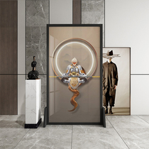 Modern simple solid wood screen partition living room entrance can be light luxury movable metal glass small seat screen