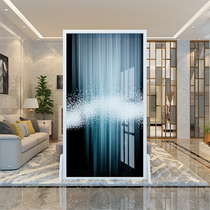 Modern simple art abstract light luxury solid wood screen partition living room entrance can be customized pattern movable seat screen