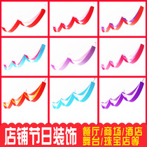 Ceiling wave flag jewelry store decoration ribbon opening anniversary hotel shopping mall clothing store festive atmosphere flower Flower