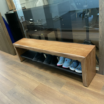 Nordic shoe stool home door simple double layer solid wood bench creative shoe rack into the home wearing shoes stool can sit shoe cabinet