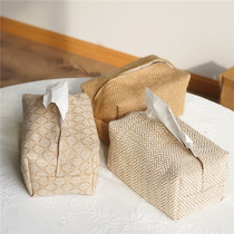 Japanese style minimalist wind tissue suite Living room Bed and cotton fabric cart drawing bag creative tissue box