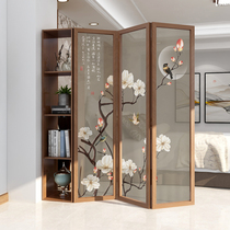 Chinese solid wood folding mobile entrance door cabinet screen partition wall living room simple modern office shelf