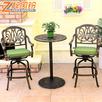 Zifeng Bell Outdoor Cast Aluminum Table And Chairs Bar American Retro High Foot Chair Outdoor Iron Art Coffee Bar Table And Chairs Suit