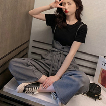 2021 New strap pants womens spring and summer thin sling two-piece set of foreign atmosphere age conjoined small small fashion