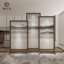 New Chinese Zen solid wood landscape screen partition living room hotel sales department lobby entrance restaurant triple seat screen
