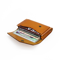 Real Leather Tanning Leather Head Layer Cow Leather Boys Business Card Bag Retro Womens Style Handmade Drivers License Cross Section Card Bag Zero Wallet