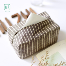 Original handmade cotton linen old coarse cloth tissue box fabric medium pumping box set tissue bag retro car