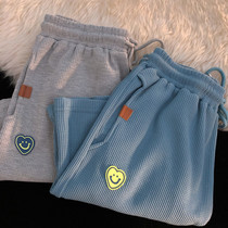 Sports shorts womens summer loose outside wear five-point pants tide ins show thin wild high waist hanging medium pants wide leg pants