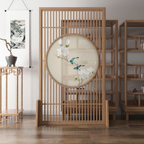 New Chinese screen partition living room entrance tea room Solid wood hollow seat screen Simple modern fashion decoration flowers and birds