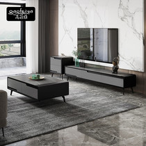 Rock board coffee table TV cabinet combination simple small apartment Gray high grade sense marble long coffee table table living room household