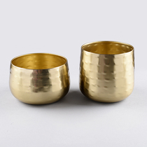 Imported copper gold aluminum light luxury metal flower pot decorative flower pots Nordic INS style living room table Vase ornaments