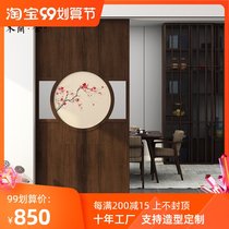 New Chinese screen partition wall living room entrance solid wood hotel restaurant custom design