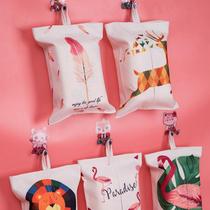 Tissue cover Nordic ins tissue bag home cotton linen fabric hanging paper bag can hang bedroom paper bag