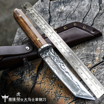 Wolf Damascus steel knife Jutian fruit knife portable knife self-defense field survival saber outdoor survival knife
