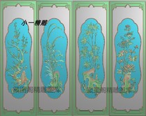 The new four seasons flower top cabinet carved picture of flowers and birds grayscale relief boutique Mei Lan bamboo chrysanthemum wardrobe door panel vertical