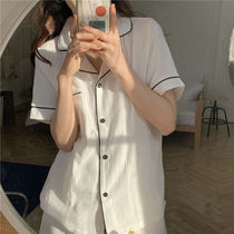 Cotton gauze pajamas female summer students Korean short-sleeved shorts simple breathable comfortable solid color home wear two-piece set
