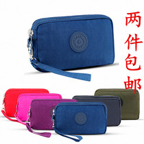 Jacoma New Triple Zipped Zero Wallet Multilayer Bag Large Screen Phone Bag Washed Cloth Casual Coin Bag