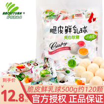 Holliyuan crispy fudge fresh milk ball 500g bulk joyful candy mixed fruit flavored candy snacks