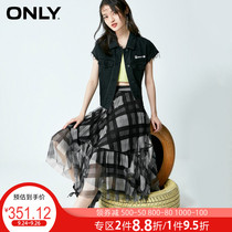 ONLY2020 autumn new A-line version lattice mesh stitching mid-length skirt female 12031G002