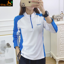 Outdoor spring and autumn quick-drying T-shirt female stand collar long sleeve running sports climbing hiking elastic breathable quick-drying coat women