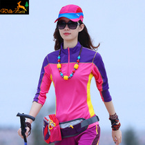 Quick-drying T-shirt womens stand collar long-sleeved outdoor sports shirt breathable quick-drying clothes womens spring and autumn clothes thin top