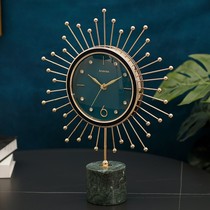 Light luxury decorative clock ornaments living room silent table clock Nordic simple modern sun fashion metal small clock