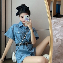 高腰穿搭连体裤2020年夏季薄款牛仔连体裤女夏工装短裤女潮ins嗯