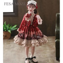  Tide brand girls Lolita princess skirt 2021 new autumn dress mid-size childrens western style red childrens skirt