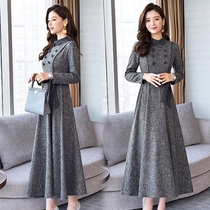 Very immortal slim dress female 2021 spring high-end temperament fashionable small fragrant wind long sleeve knee long skirt