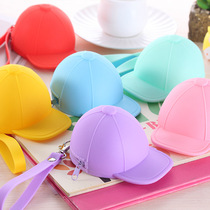 Korean Cute Cartoon Candy Color Baseball Cap Coin Bag Mini Hat Key Bag Silicone Lady Zero Money Hand Grab Bag