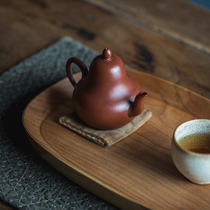 Yixing purple sand pot pure handmade small coal kiln Big red robe vermilion clay pot Siting pot Small capacity 140cc