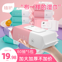 Plant baby wet tissue paper newborn hand mouth special Fart Baby young children 80 draw 5 packs home affordable big package