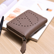 New first layer leather men's and women's short wallet leather coin wallet coin bag driver's license all-in-one card bag