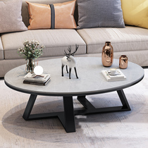Rock board tea table small apartment light luxury modern hotel living room household coffee table table Oval minimalist side combination