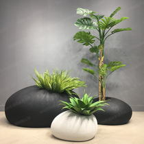 Simple European FRP floor large flowerpot imitation stone flower arrangement fake tree turtle back dragon blood tree ornaments crafts