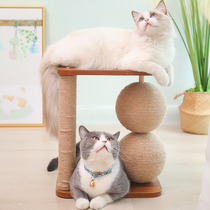 Cat climbing frame small sisal solid wood cat rack cat grab column vertical wear-resistant cat scratch board cat toys cat grinding claw supplies