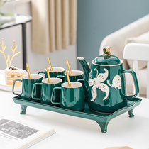 Nordic tea cup set Tea cup Household light luxury water cup teapot flower ceramic water cup living room gift