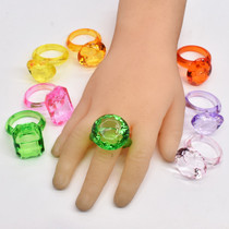 Children Acrylic Crystal Transparent Children Ring Diamond Love Oval Rectangular Gem Toys Early Teaching Prize