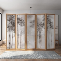 New Chinese screen folding mobile partition living room solid wood folding screen porch bedroom shelter home Classical office