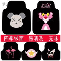 Car mat Universal easy-to-clean single-piece cartoon cute car interior carpet type suede Main driver foot pad