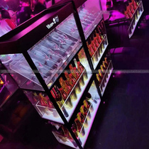 KTV bar LED light wine cabinet Spade A beer seat wine champagne mobile wine rack Three-layer display cabinet