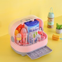 Portable large drying baby tableware plastic storage box baby bottle storage box drain rack with cover dustproof