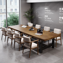 Nordic Large Solid Wood Meeting Table Home Casual Dining Room Desk Rectangular Computer Table And Chairs Combination