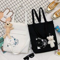 Canvas bag female Japanese Net red envelope crossbody Korean version of literary cartoon large capacity backpack casual shoulder bag