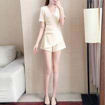 韩国2020夏季休闲连体衣女装夏时尚显瘦气质连体裤女高腰阔腿短裤