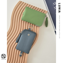 Genuine leather keys package Japan-ROK womens draw Mini zero money bag driving license car lock spoon bag male ultra-thin cow leather card bag